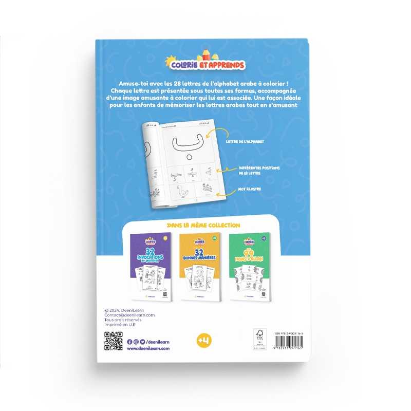 Colorie et Apprends : Les 28 lettres arabes DeeniLearn Livre Islam Enfant 9782931241165 Librairie Musulmane Al-imen