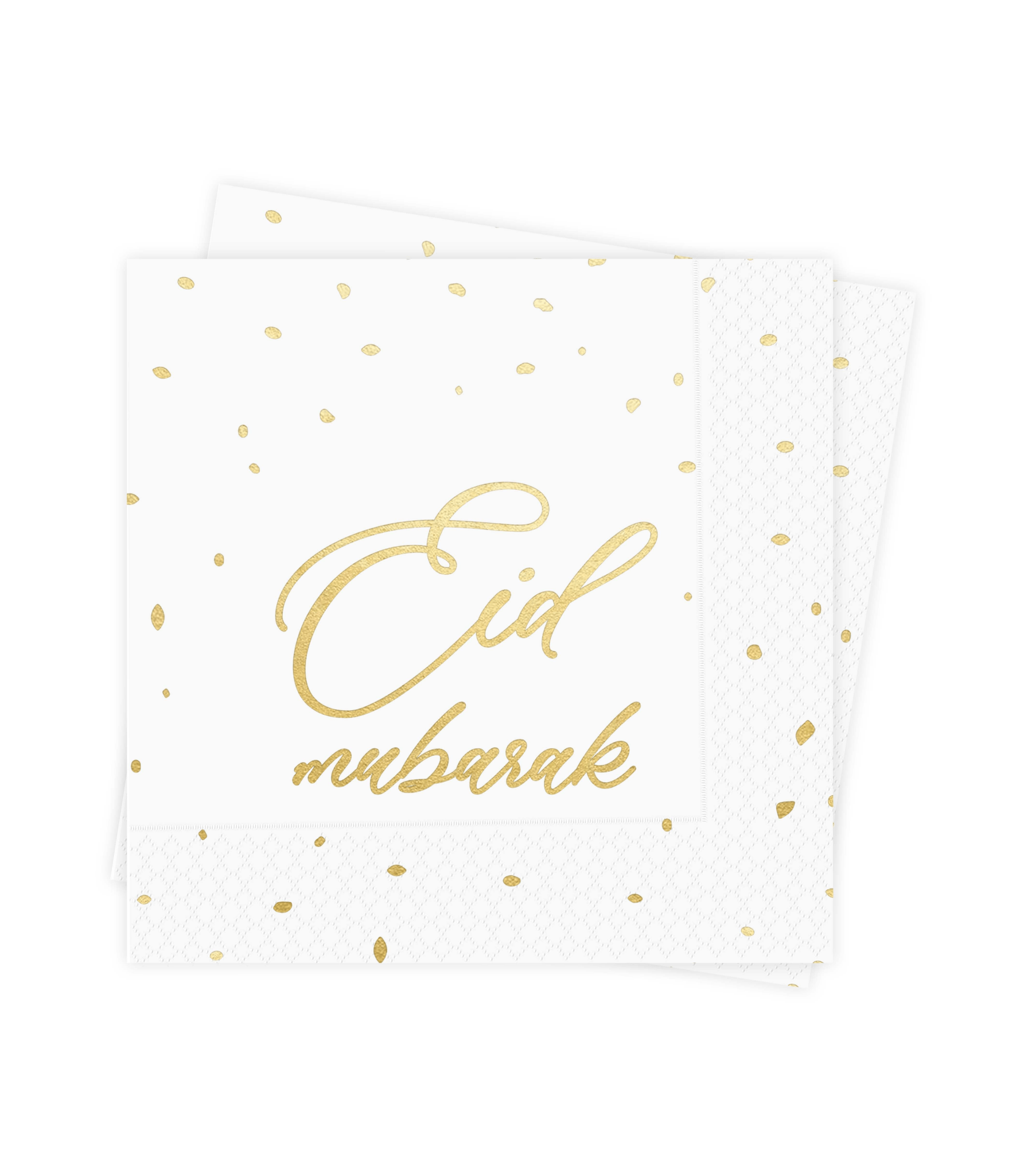 Serviettes Aïd Moubarak Hadieth Benelux Décorations Blanc/Or 6013844758758 Librairie Musulmane Al-imen