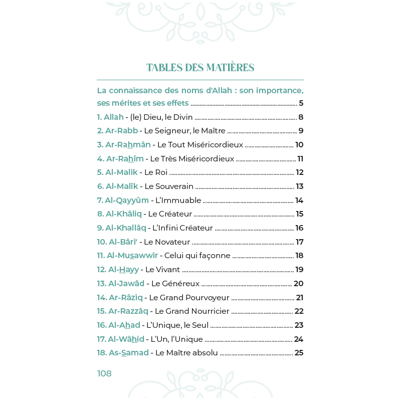 99 Noms D’Allah Tirés Du Coran Et De La Sunna Al-Hadîth Livres > Islam > Invocations (Dou'as) Librairie Musulmane Al-imen