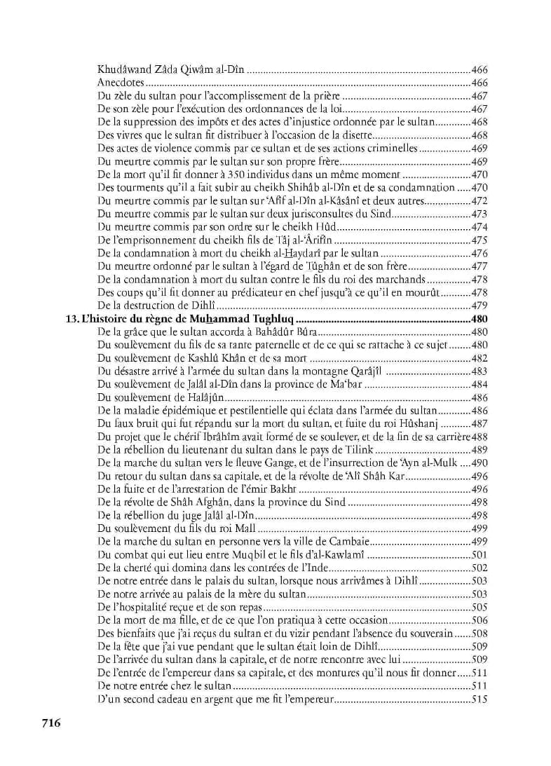 Voyages par Ibn Battûta - éditions Héritage - Table des matières 6