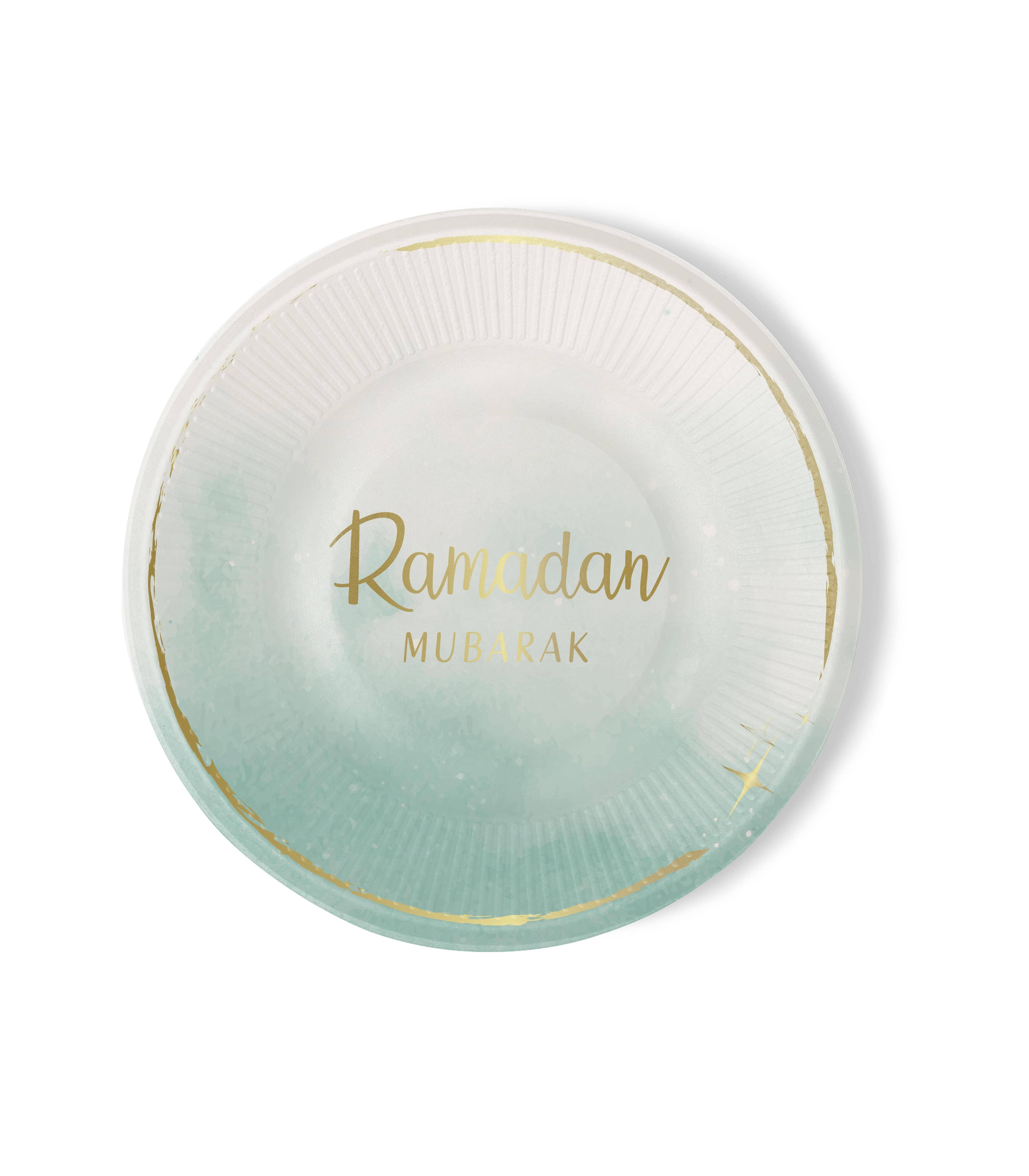 Assiettes ramadan mubarak (6 pièces) Hadieth Benelux Assiettes 6013842218230 Librairie Musulmane Al-imen