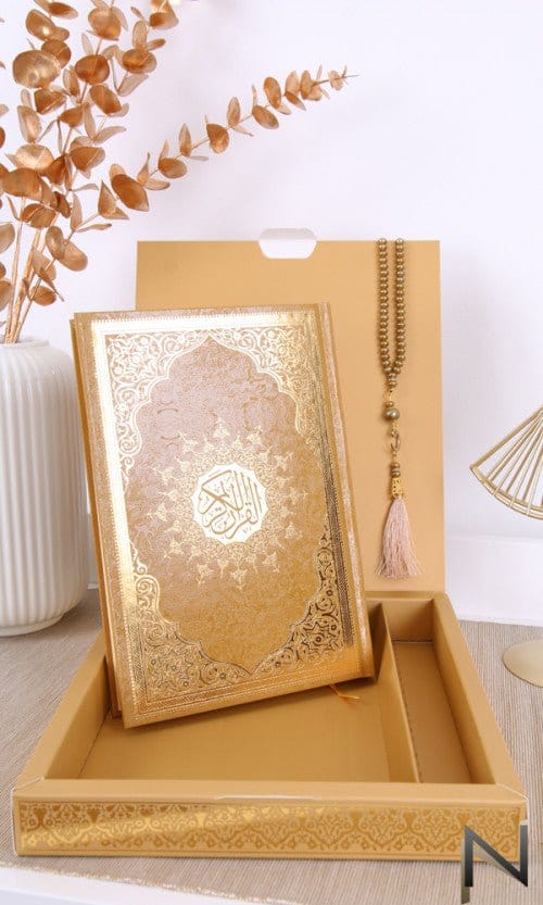Coffret cadeau Al-imen : Box (Saint Coran Arabe de Poche + Chapelet) Librairie Al-imen Cadeaux Or / Grand (17x24) 9782492023590 Librairie Musulmane Al-imen