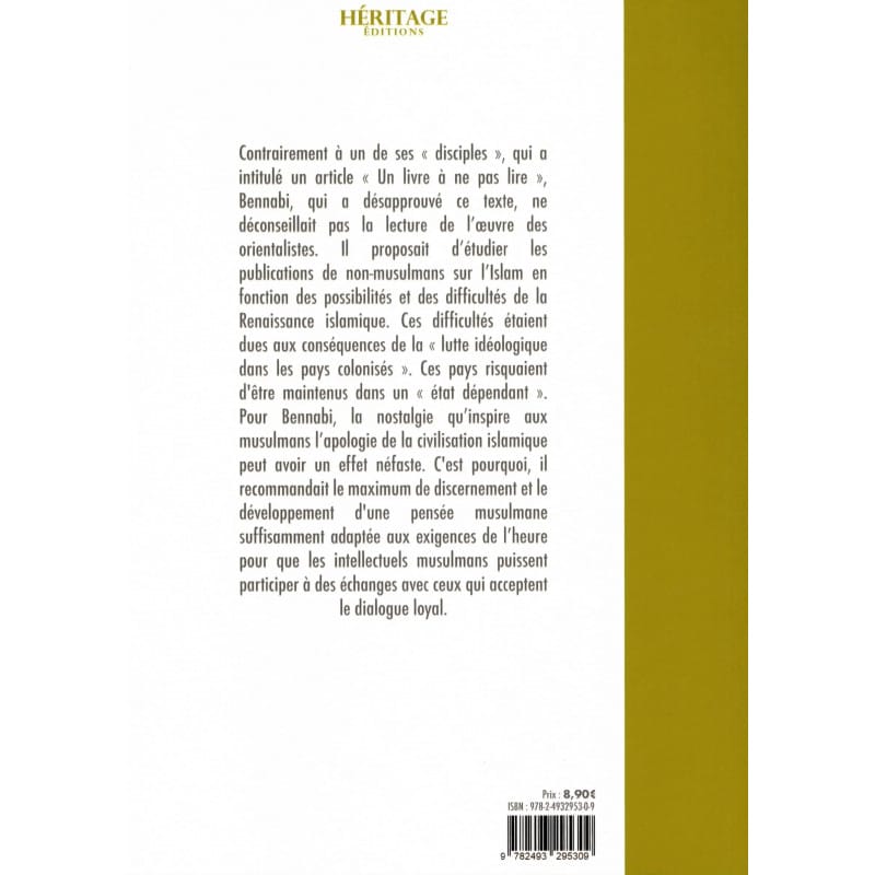 L'OEUVRE DES ORIENTALISTES - Son influence sur la pensée islamique moderne - Malek Bennabi - Héritage Héritage Livres > Islam 9782493295309 Librairie Musulmane Al-imen