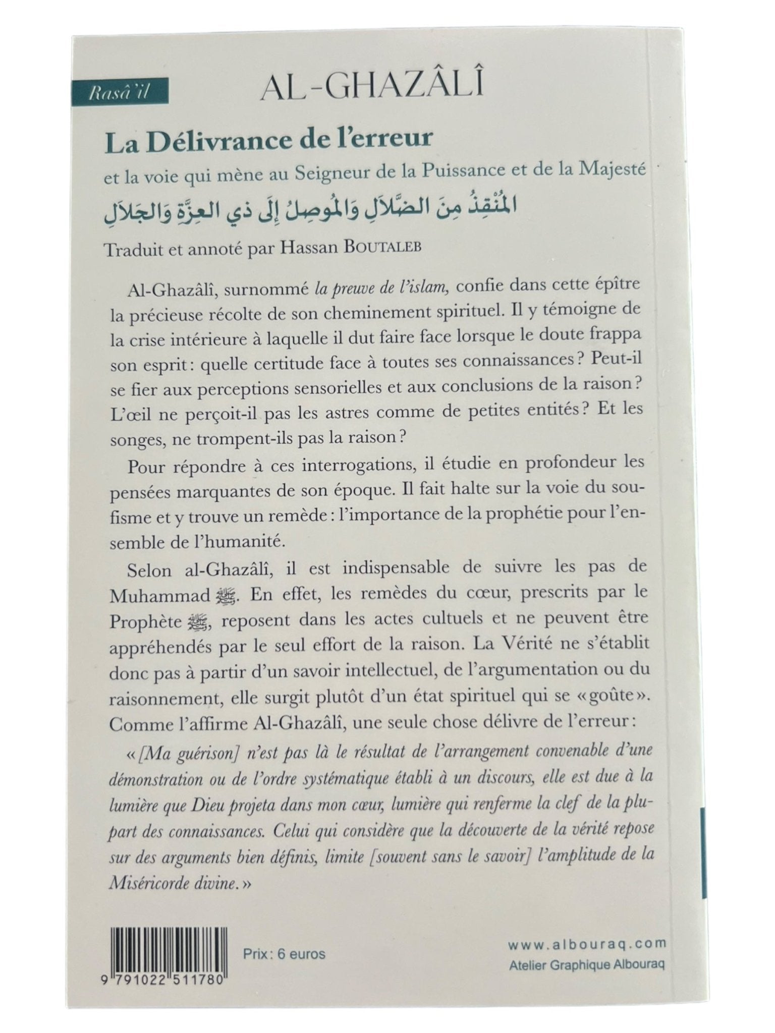 La délivrance de l'erreur (Poche - Bilingue) par Abû Hâmid Al - Ghazâlî disponible chez Al - imen