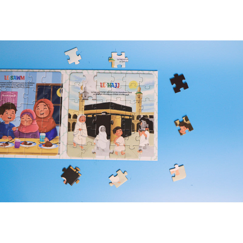 Puzzle Sawm & Hajj du livre Livre Puzzle Magnétique : Les 5 Piliers de l'Islam (5 Puzzles Magnétiques en 1) - Sana Kids