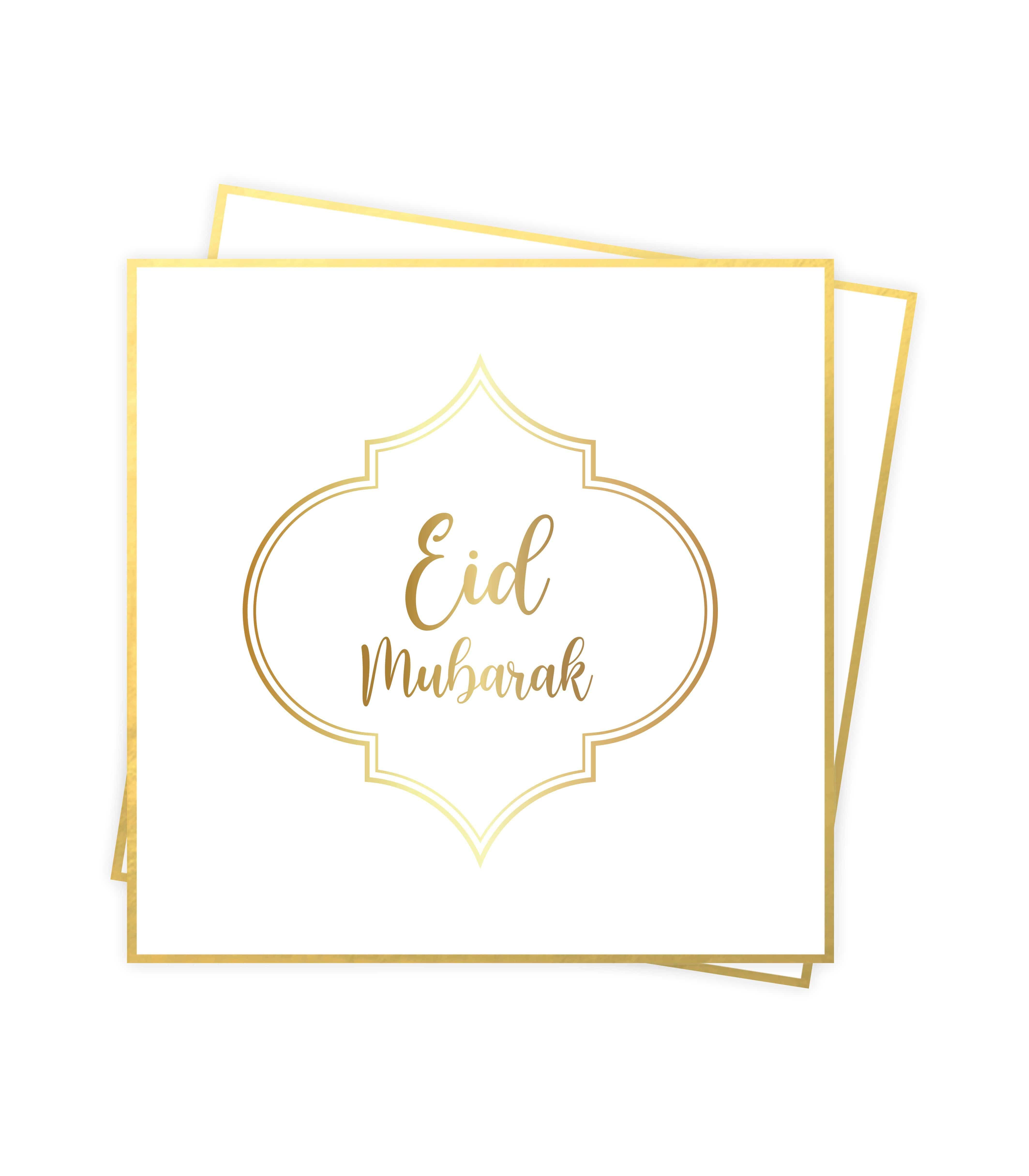 Serviettes Aïd Moubarak Hadieth Benelux Décorations Blanc/Or 6013844758758 Librairie Musulmane Al-imen